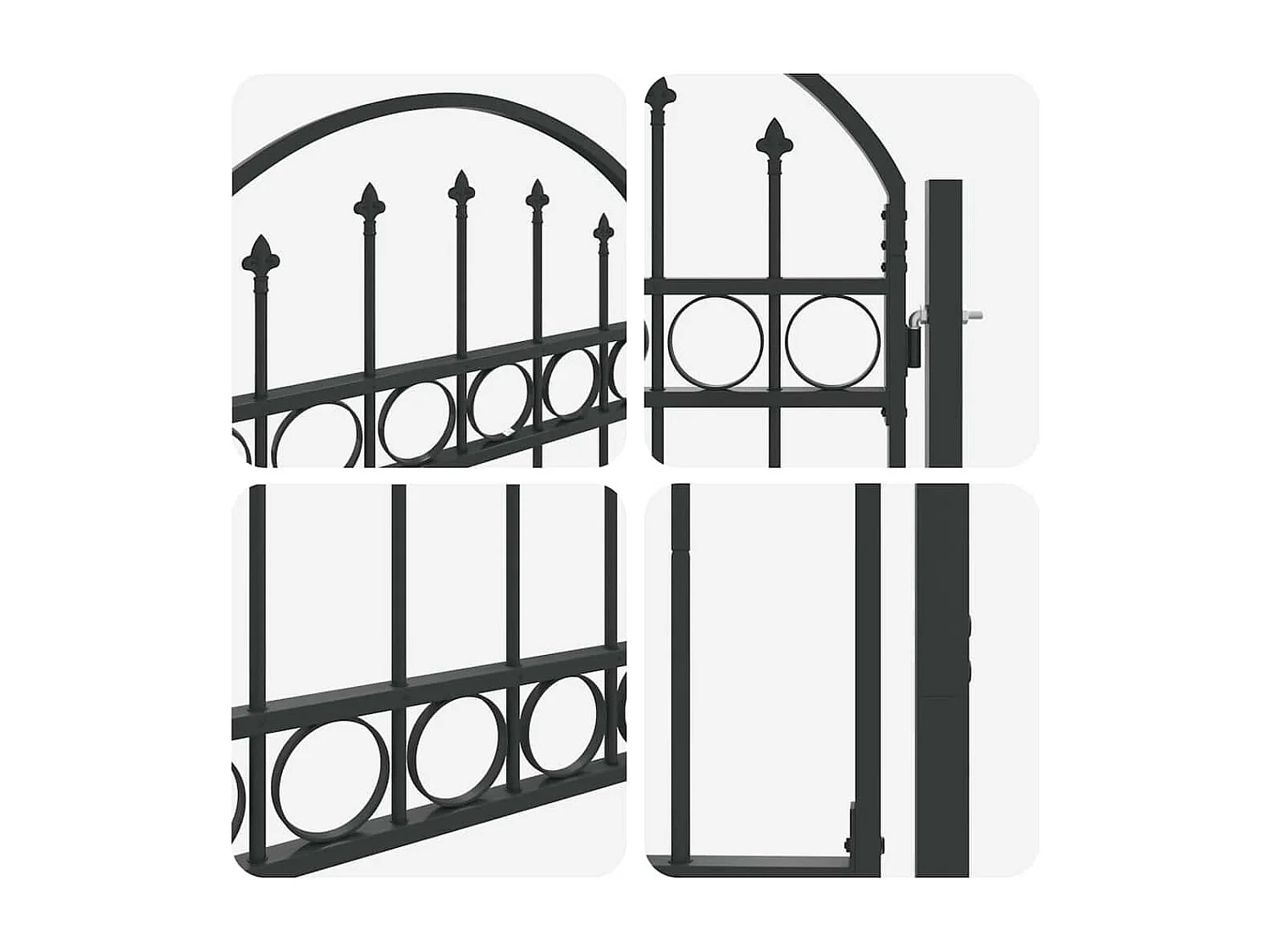 Puerta de valla gris de 100 x 125 cm de acero con recubrimiento en polvo