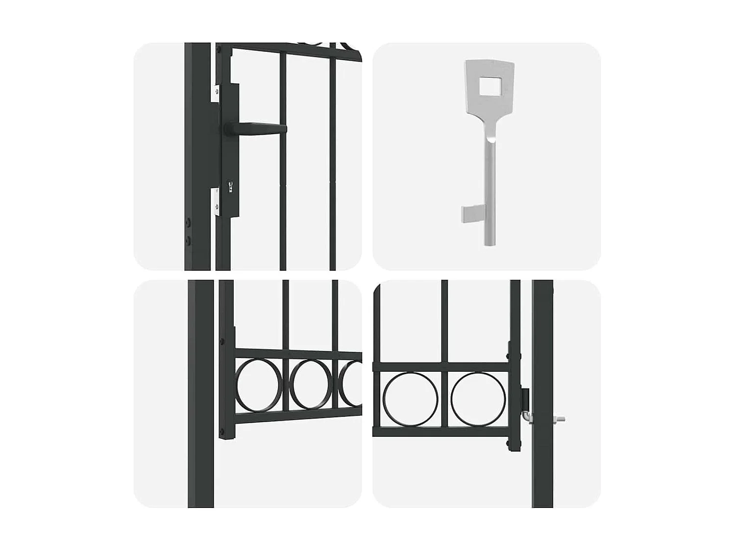 Puerta de valla gris de 100 x 125 cm de acero con recubrimiento en polvo