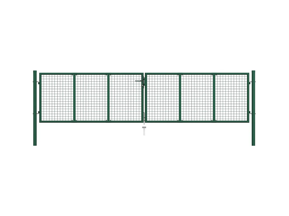 Puerta de jardín enrejada de acero 390x100 cm verde