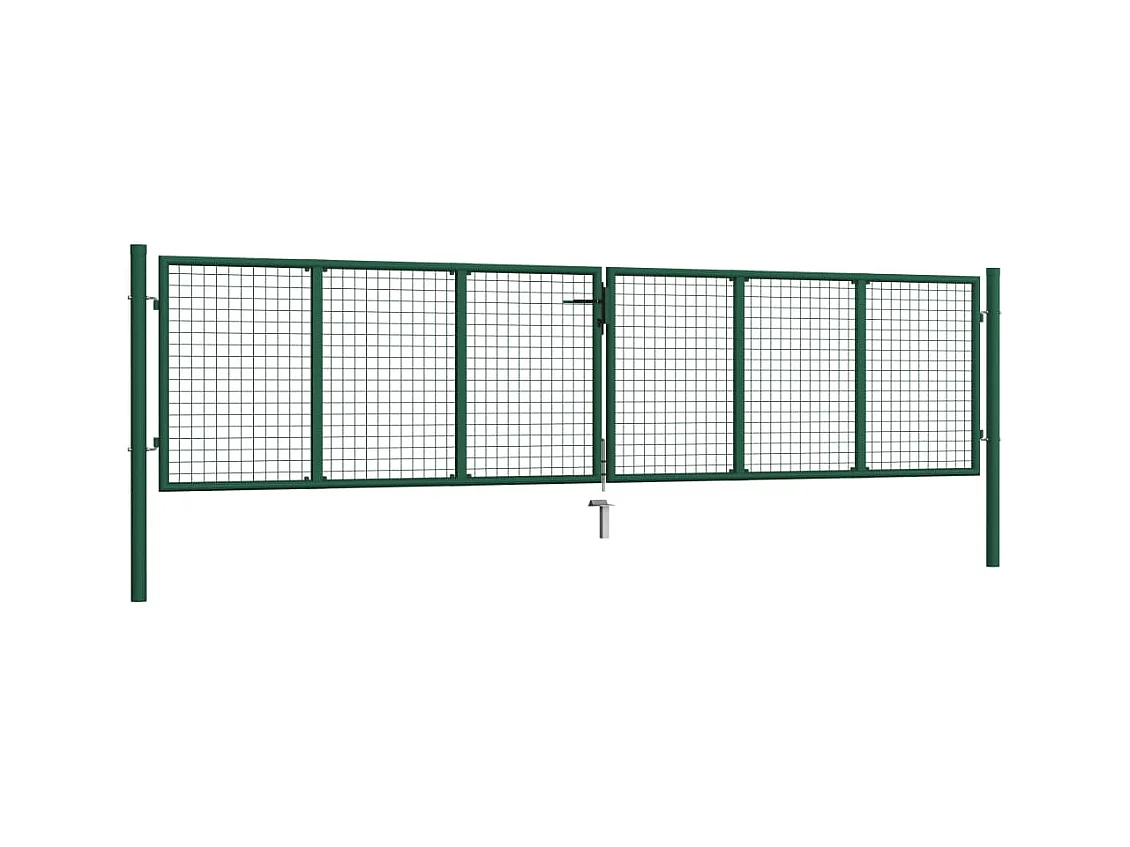 Puerta de jardín enrejada de acero 390x100 cm verde