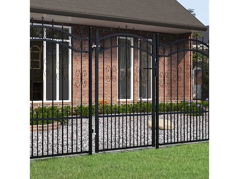 Hekpoort met speervormige bovenkant, zwart, 103 x 150 cm, gepoedercoat staal