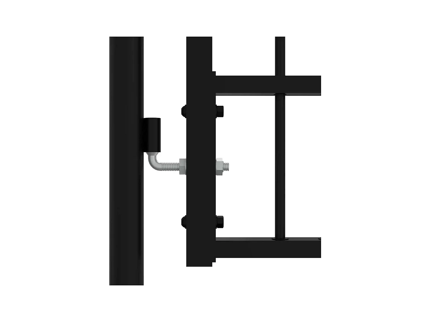 Puerta de valla con parte superior en forma de lanza, negra, 103 x 150 cm, acero con recubrimiento de polvo