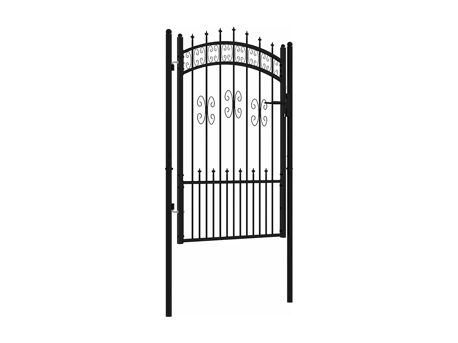 Cancello per recinzione con parte superiore a forma di lancia, nero, 103 x 150 cm, acciaio verniciato a polvere