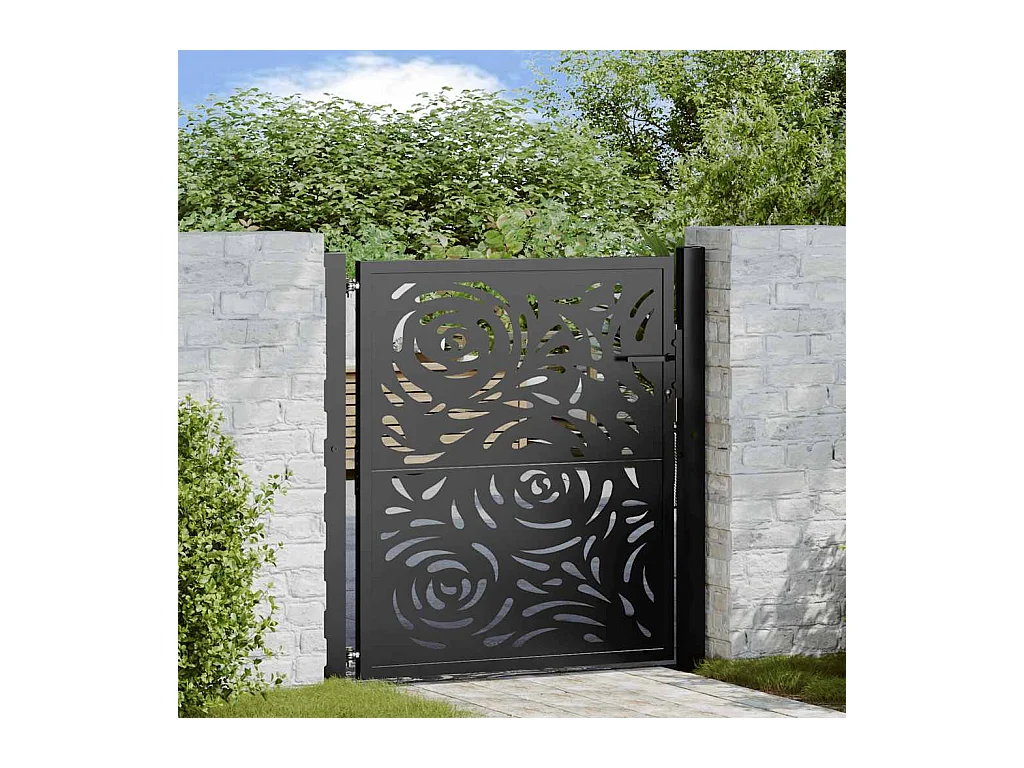 Portail de jardin noir 105x106 cm acier conception de flamme