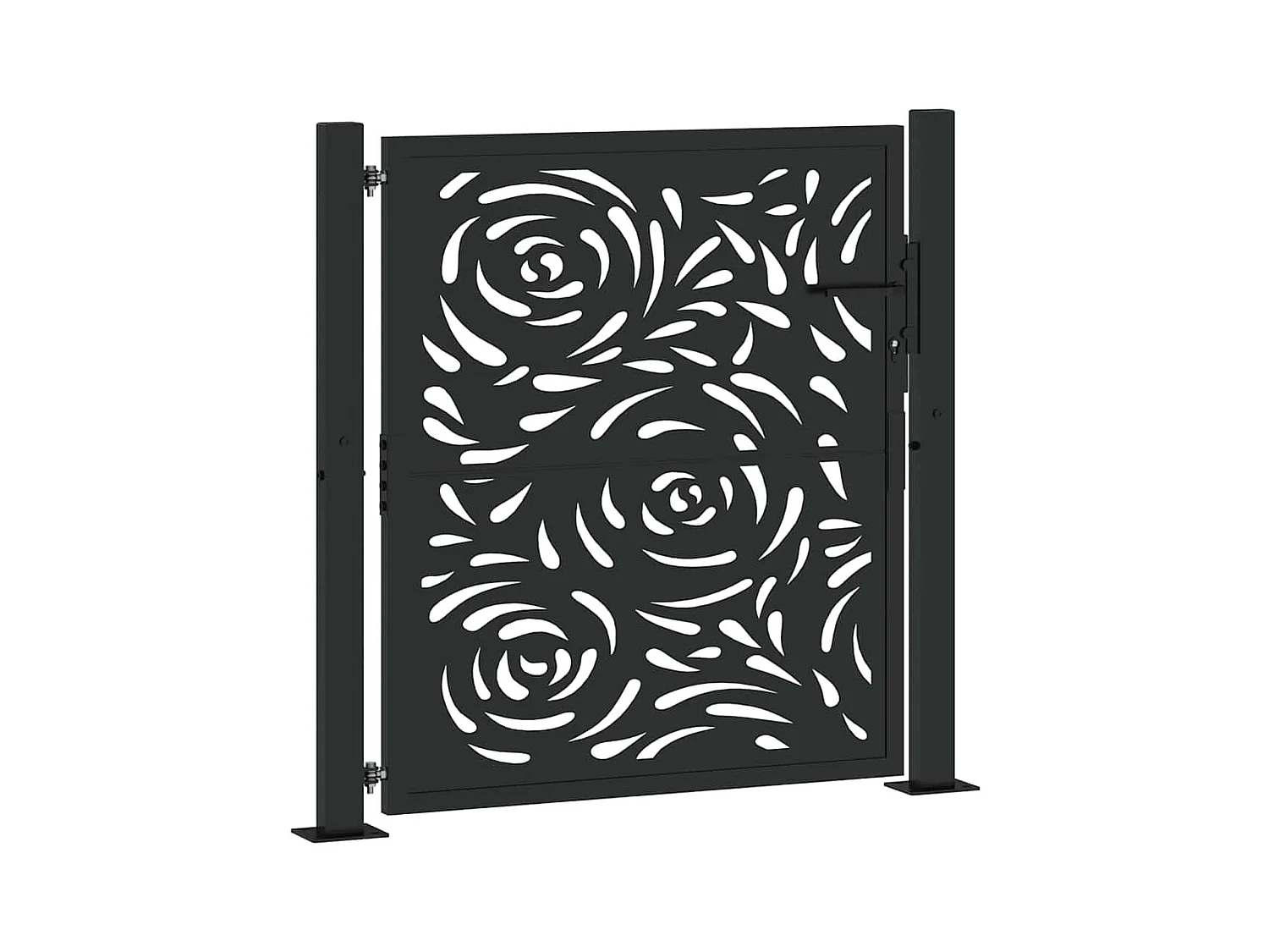 Portail de jardin noir 105x106 cm acier conception de flamme