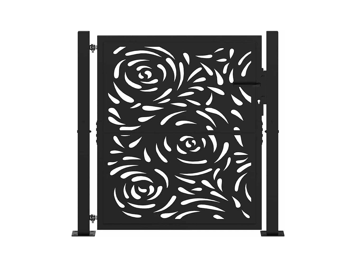 Portail de jardin noir 105x106 cm acier conception de flamme