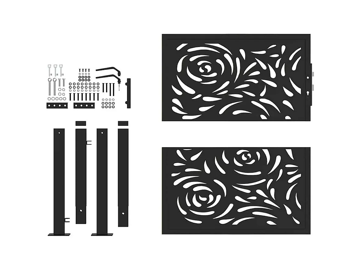 Portail de jardin noir 105x106 cm acier conception de flamme