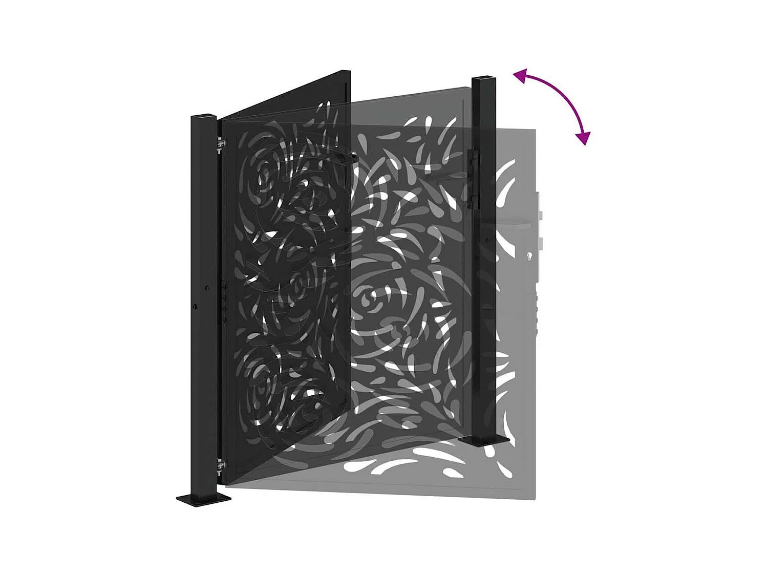 Portail de jardin noir 105x106 cm acier conception de flamme