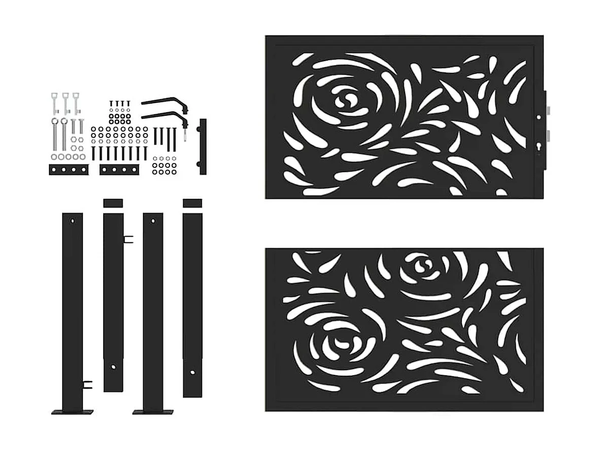 Portail de jardin noir 105x106 cm acier conception de flamme