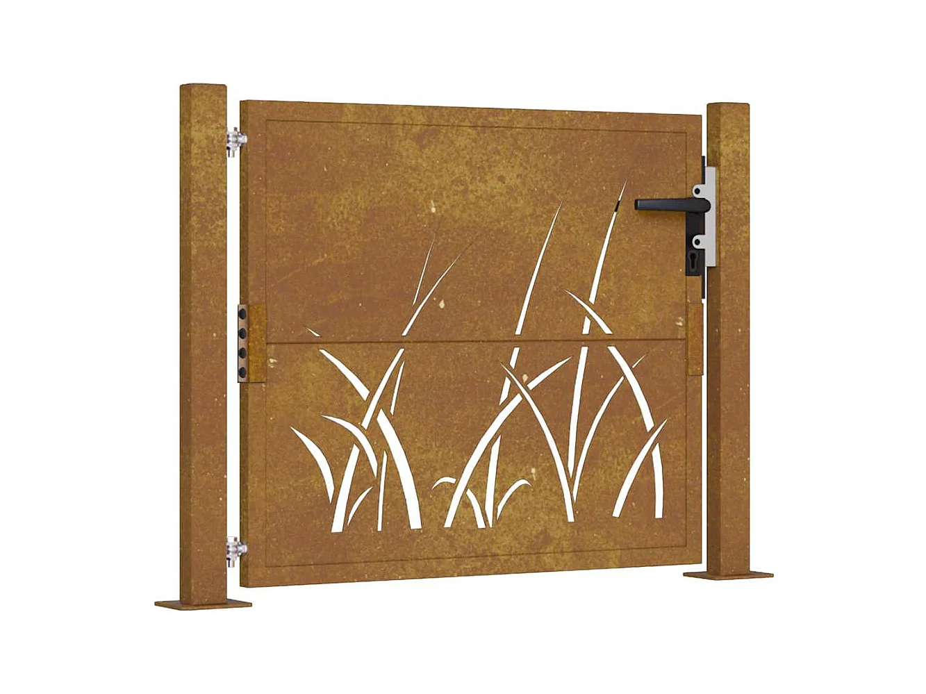 Portail de jardin 105x80 cm acier corten conception d'herbe