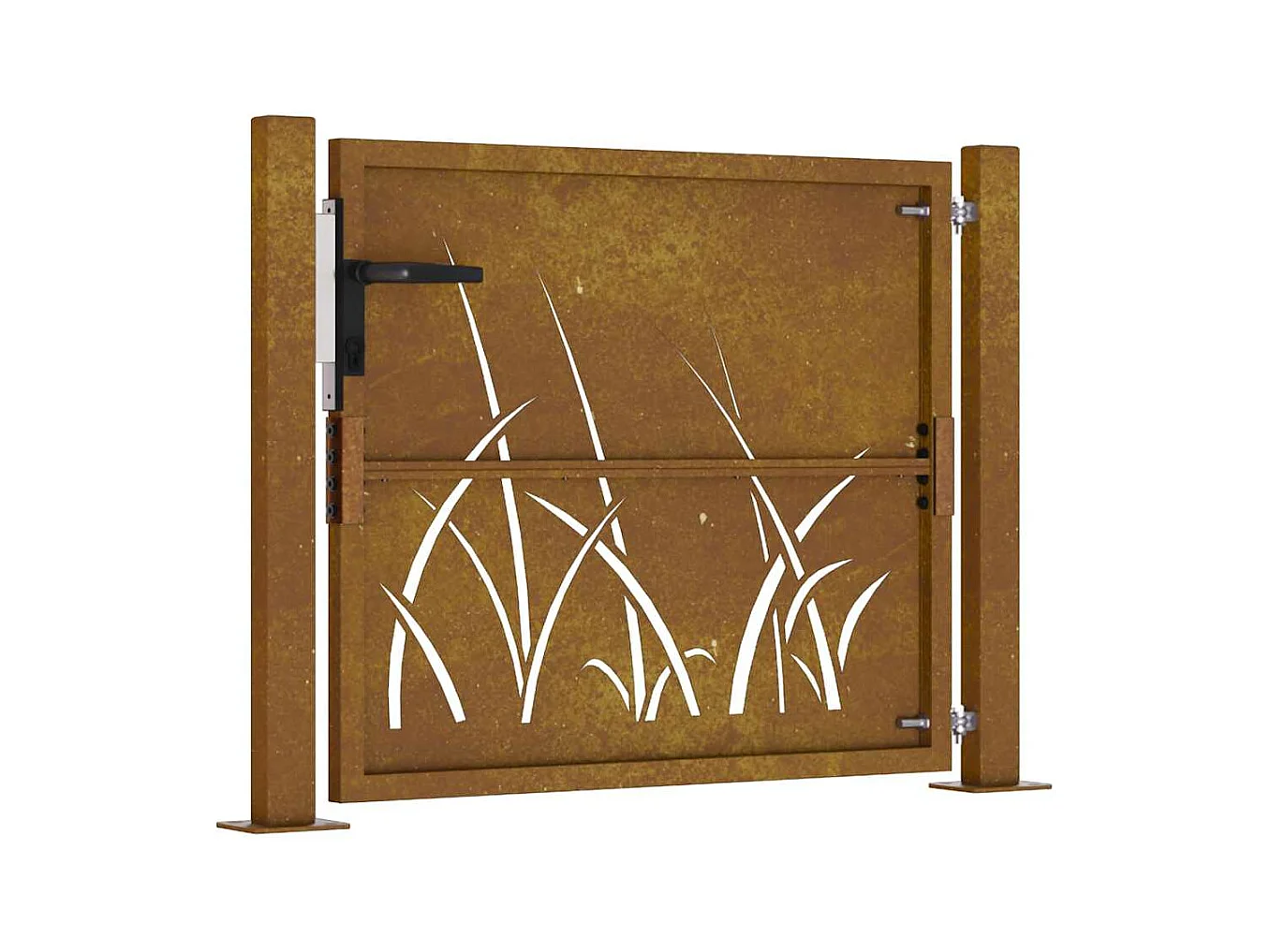 Portail de jardin 105x80 cm acier corten conception d'herbe