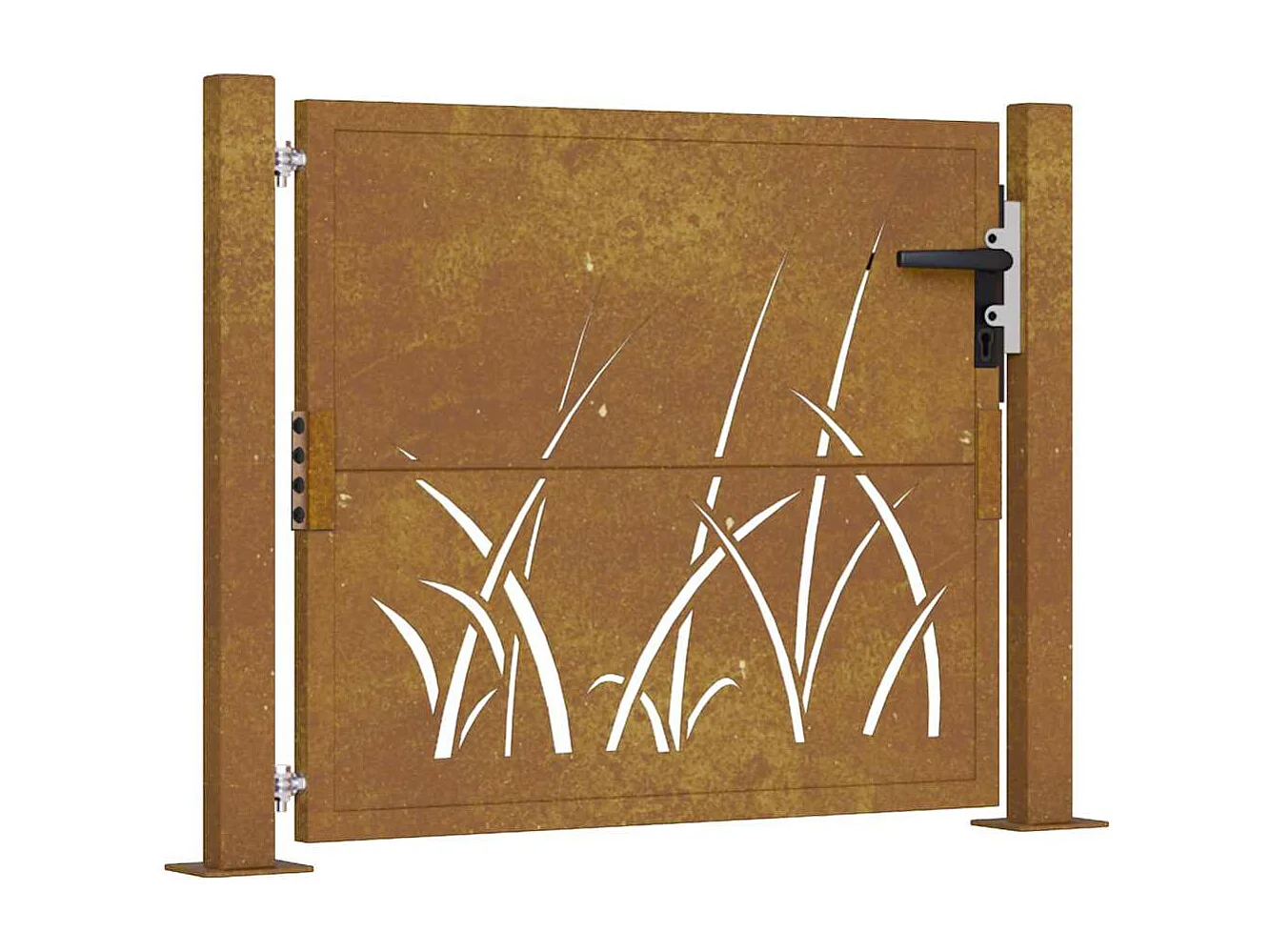 Puerta de jardín 105x80 cm acero corten diseño césped