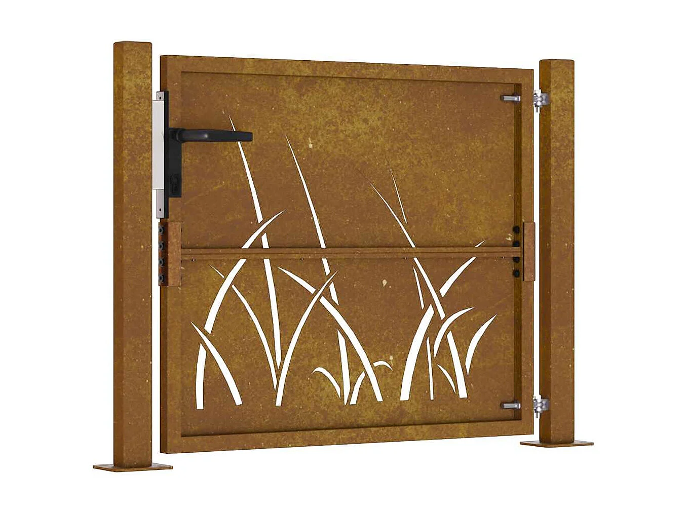 Puerta de jardín 105x80 cm acero corten diseño césped