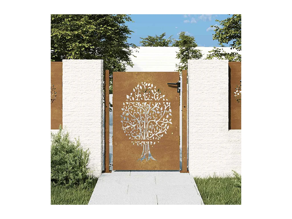 Tuinpoort 105x155 cm cortenstaal boomdesign