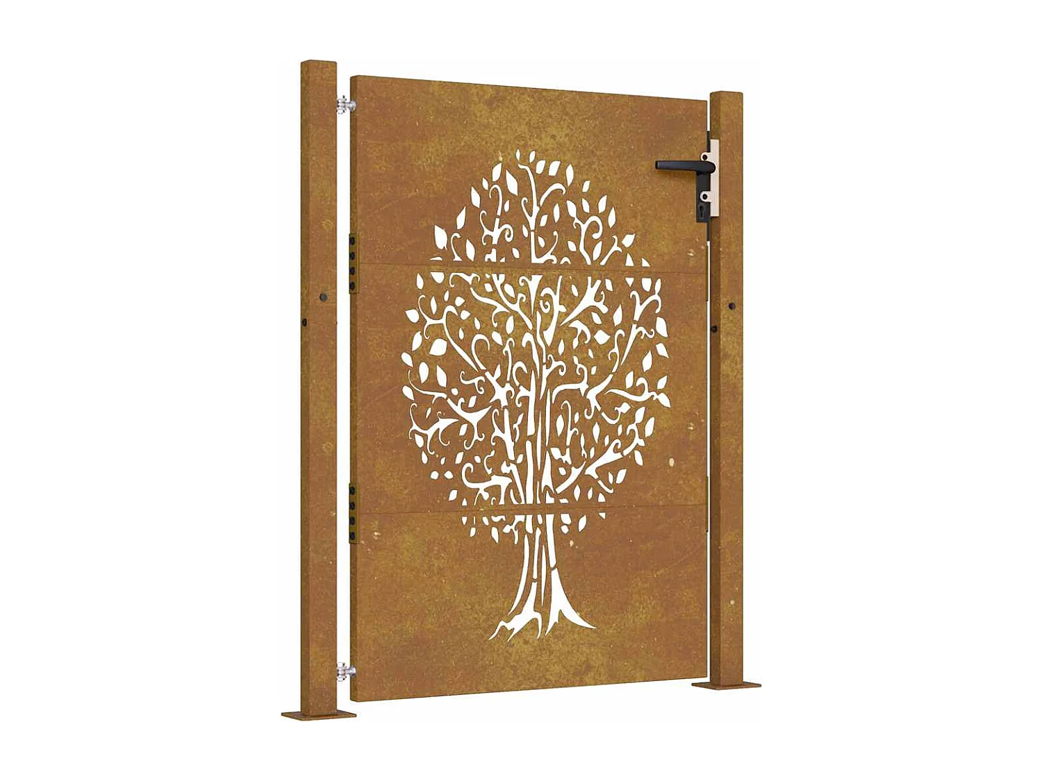 Cancello da giardino 105x155 cm in acciaio corten con disegno ad albero