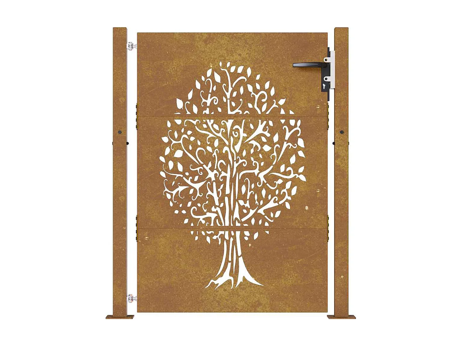 Cancello da giardino 105x155 cm in acciaio corten con disegno ad albero