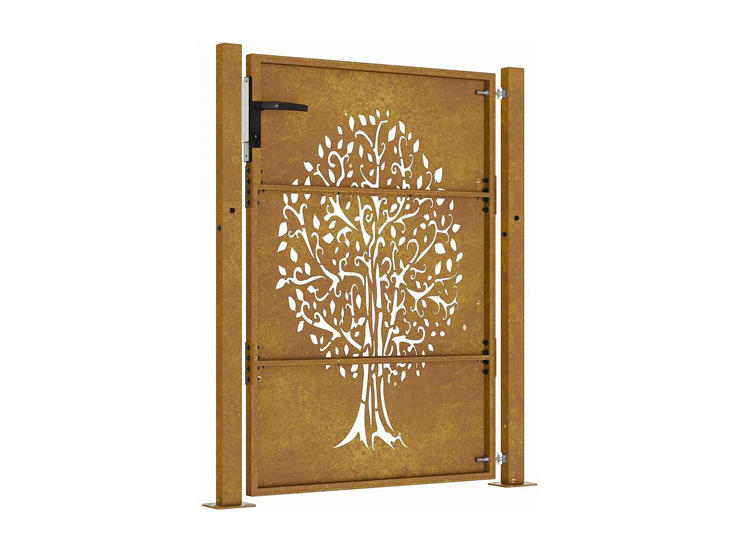 Cancello da giardino 105x155 cm in acciaio corten con disegno ad albero