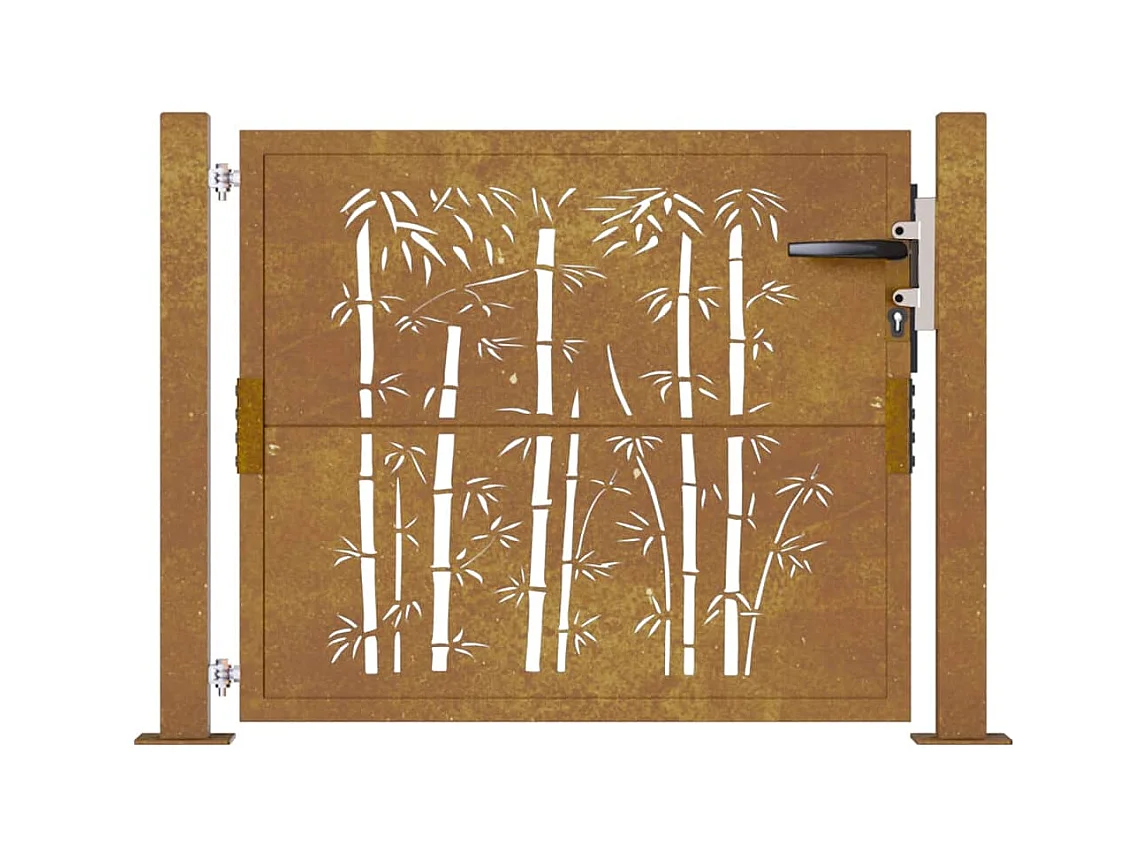 Tuinpoort 105x80 cm cortenstaal bamboe design