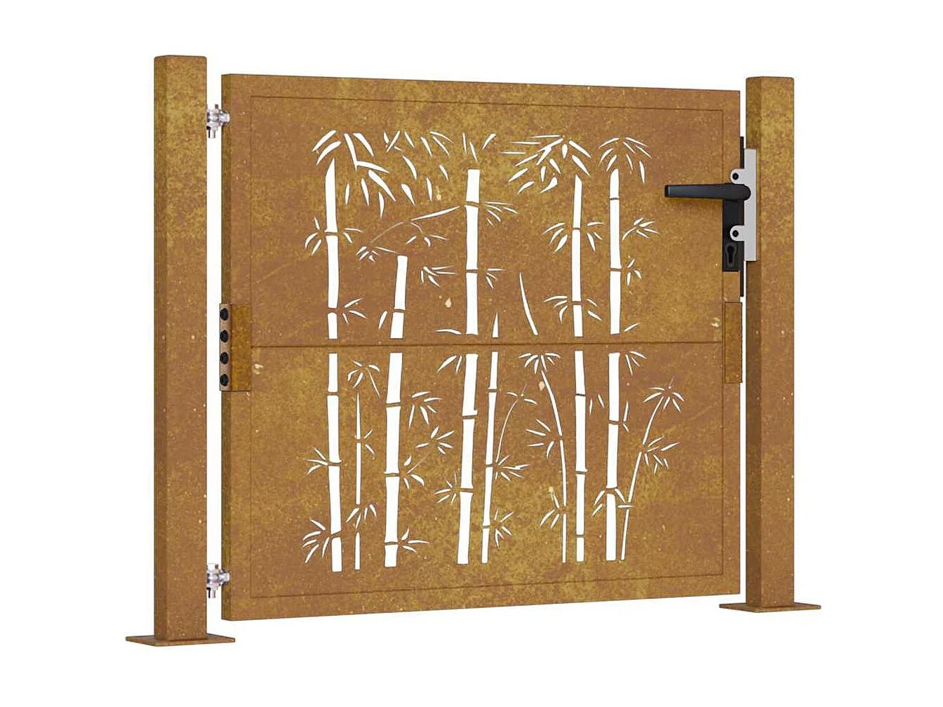 Puerta de jardín 105x80 cm acero corten diseño bambú