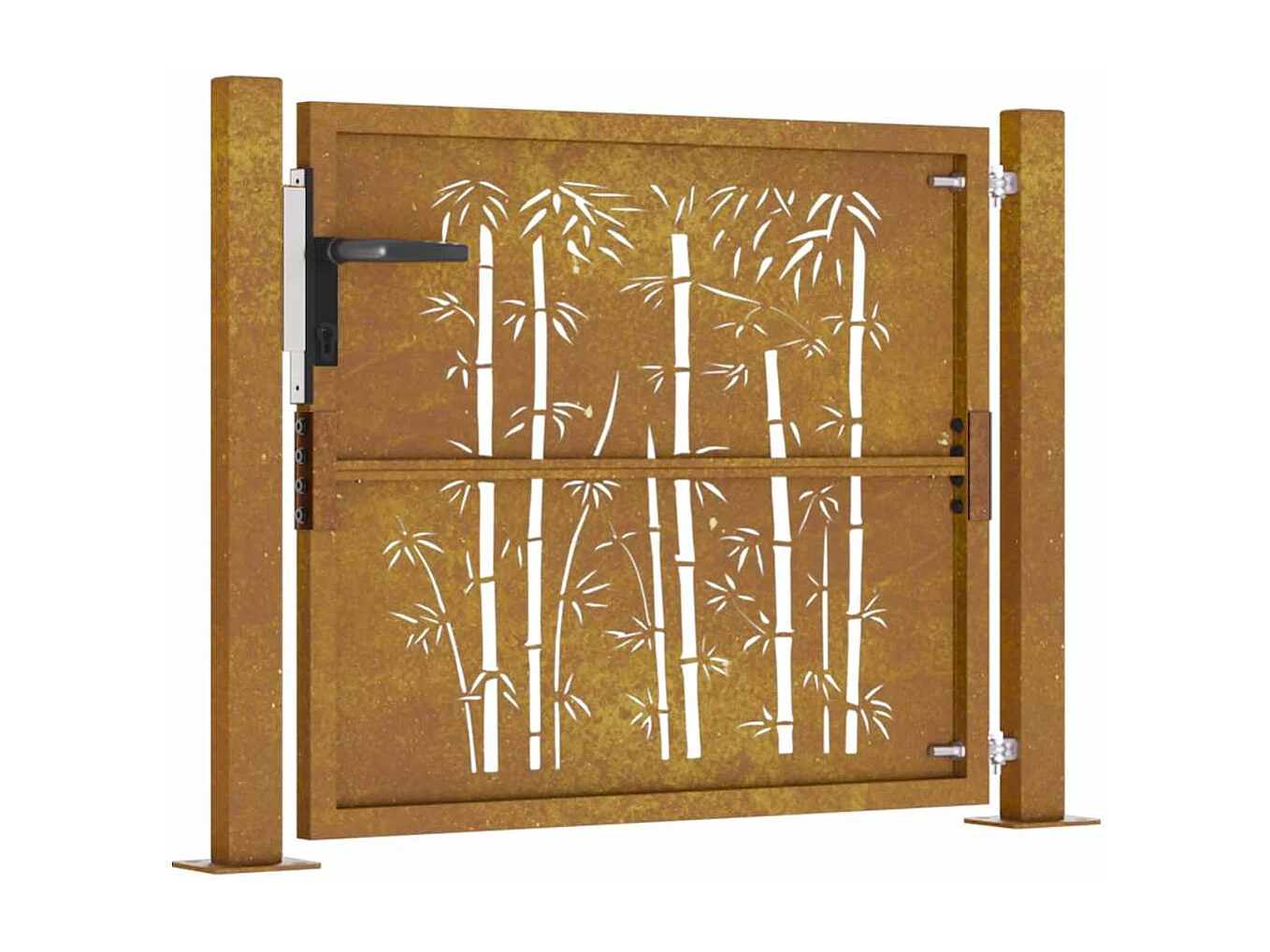 Puerta de jardín 105x80 cm acero corten diseño bambú