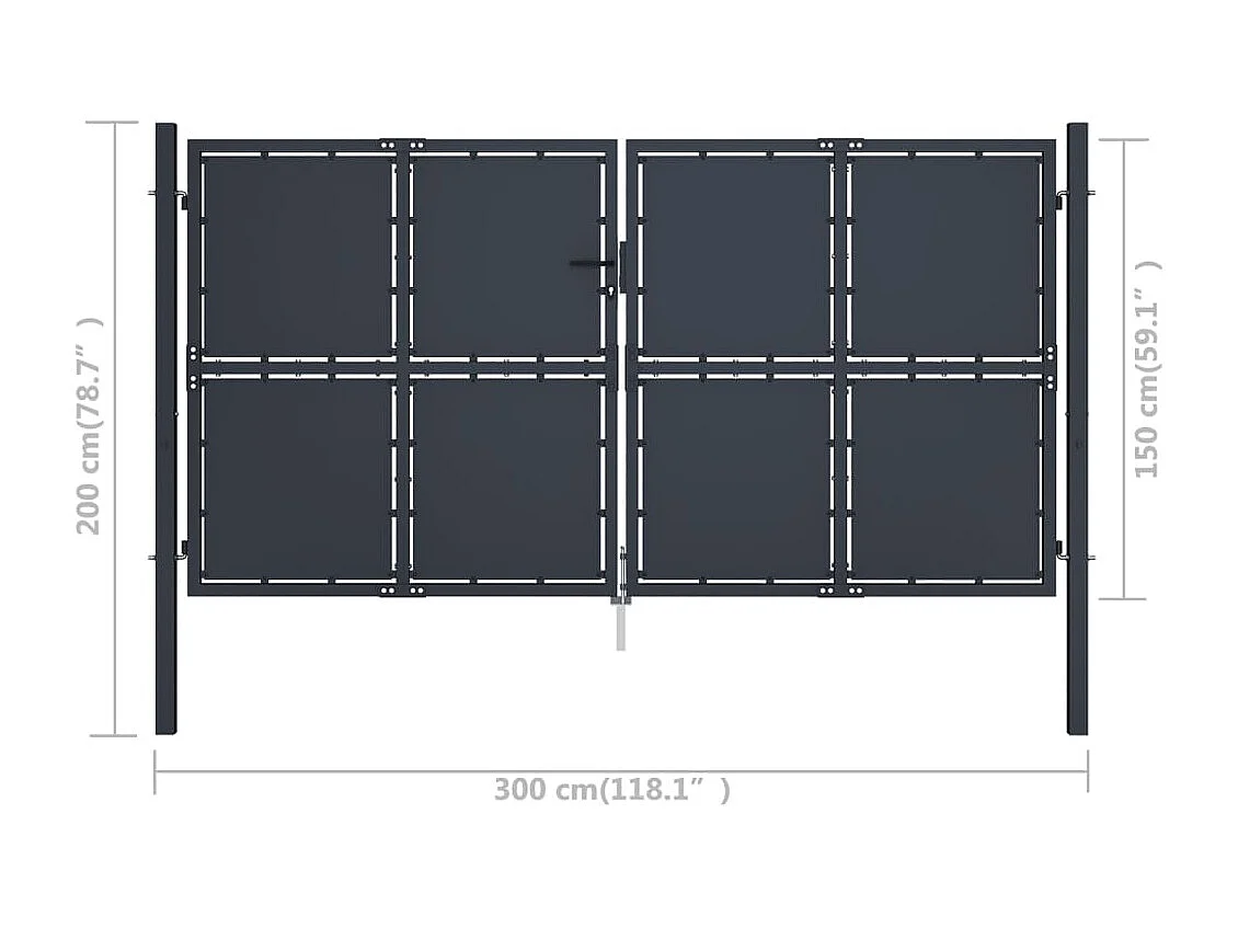 Portail de jardin Acier 300x150 cm Anthracite