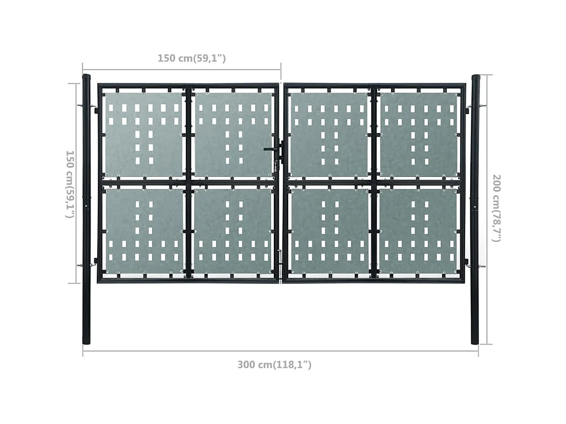 Schwarzes Einzelzauntor 300x200 cm