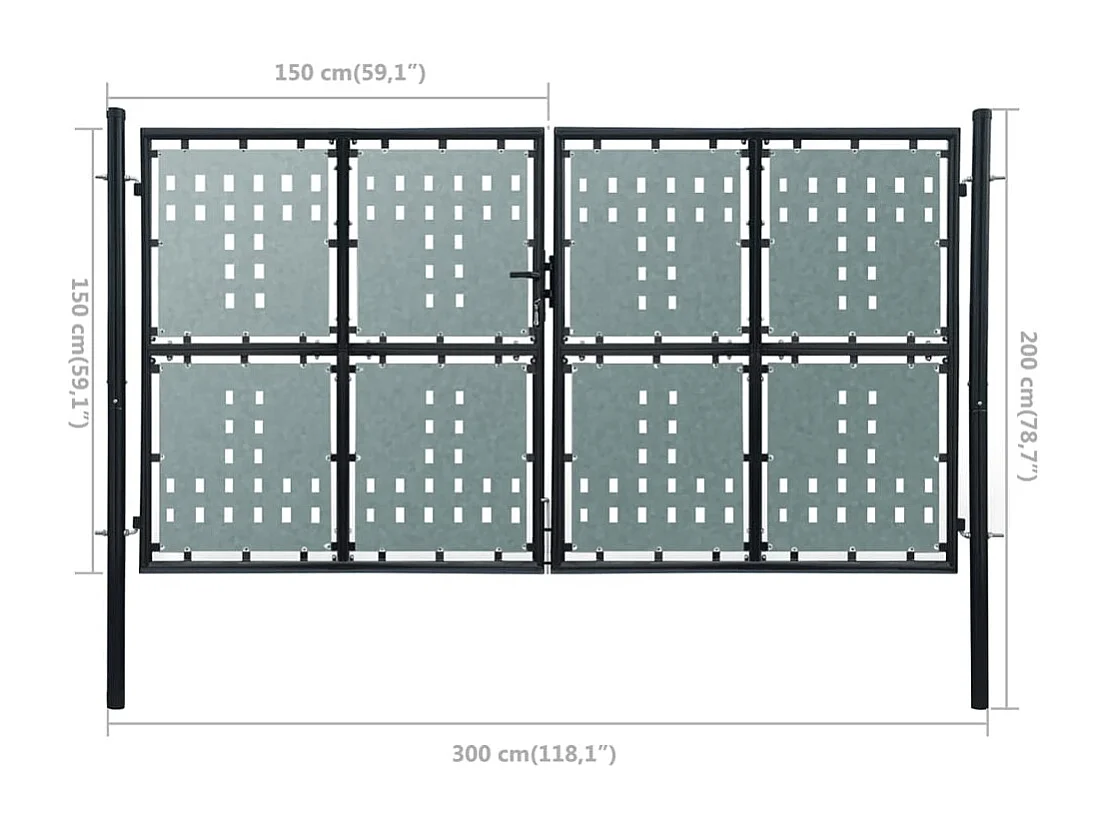 Cancello singolo nero 300x200 cm