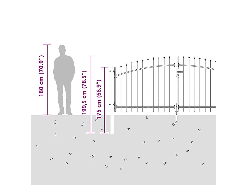 Porte de Jardin Noir 150 x 400 cm
