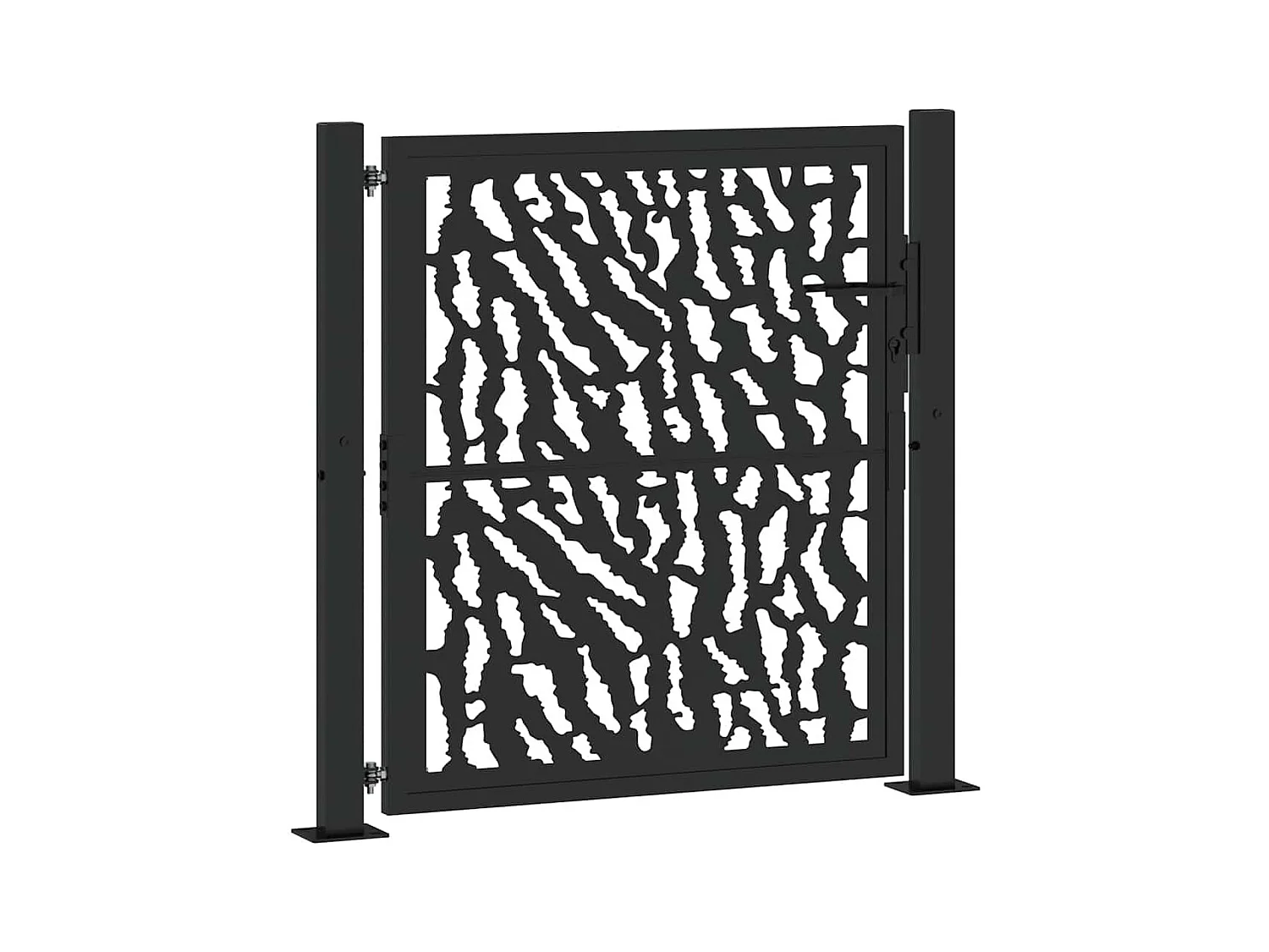 Schwarzes Gartentor 105x106 cm Stahl Liniendesign