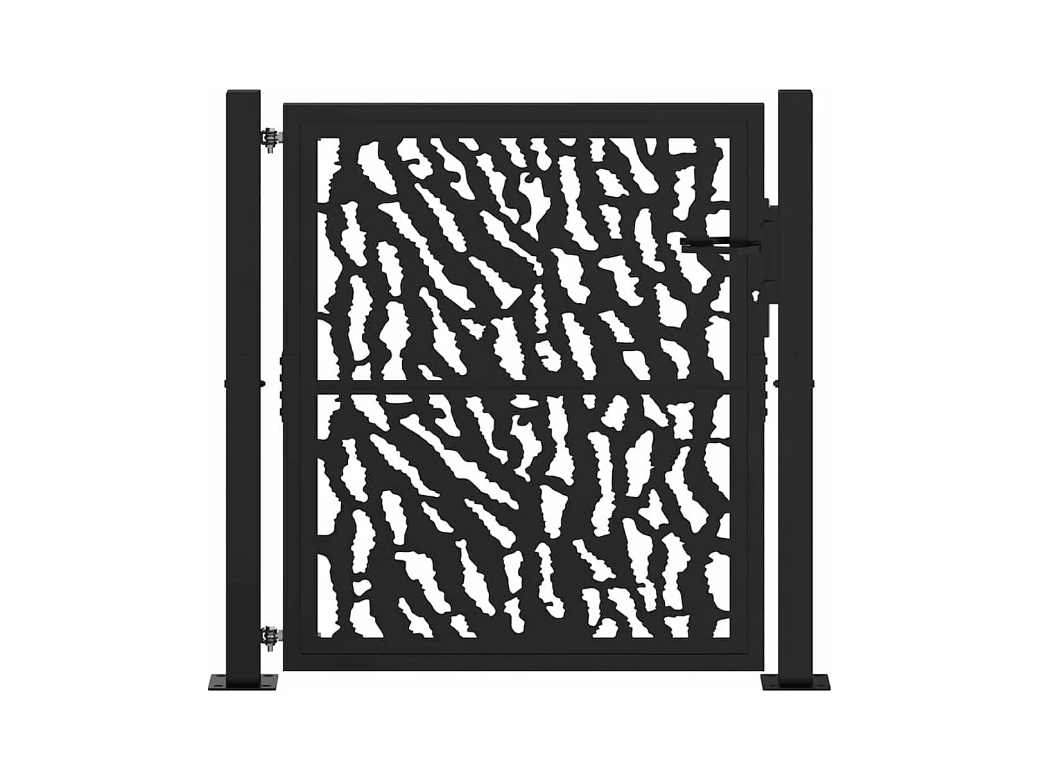 Schwarzes Gartentor 105x106 cm Stahl Liniendesign