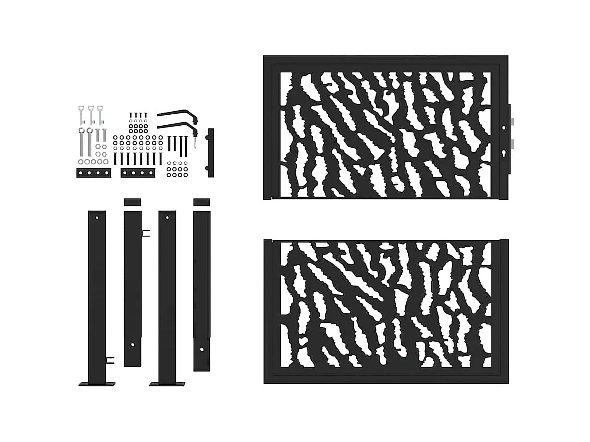 Schwarzes Gartentor 105x106 cm Stahl Liniendesign