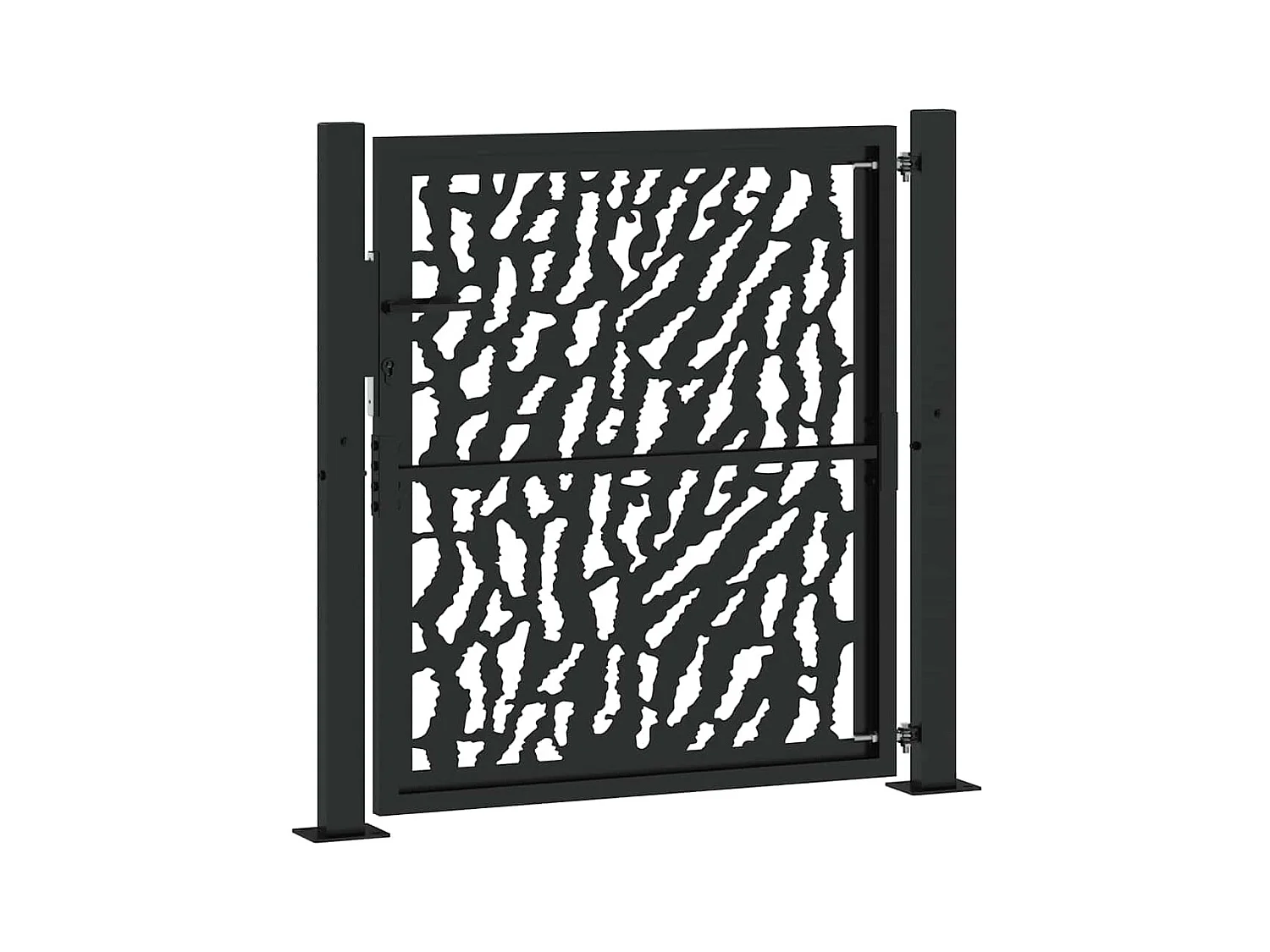 Schwarzes Gartentor 105x106 cm Stahl Liniendesign