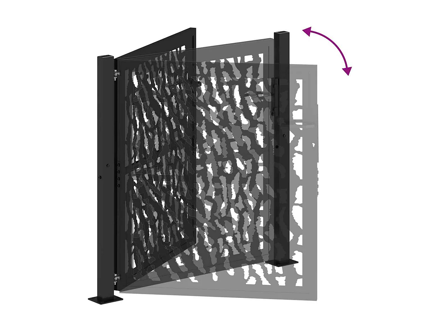 Schwarzes Gartentor 105x106 cm Stahl Liniendesign
