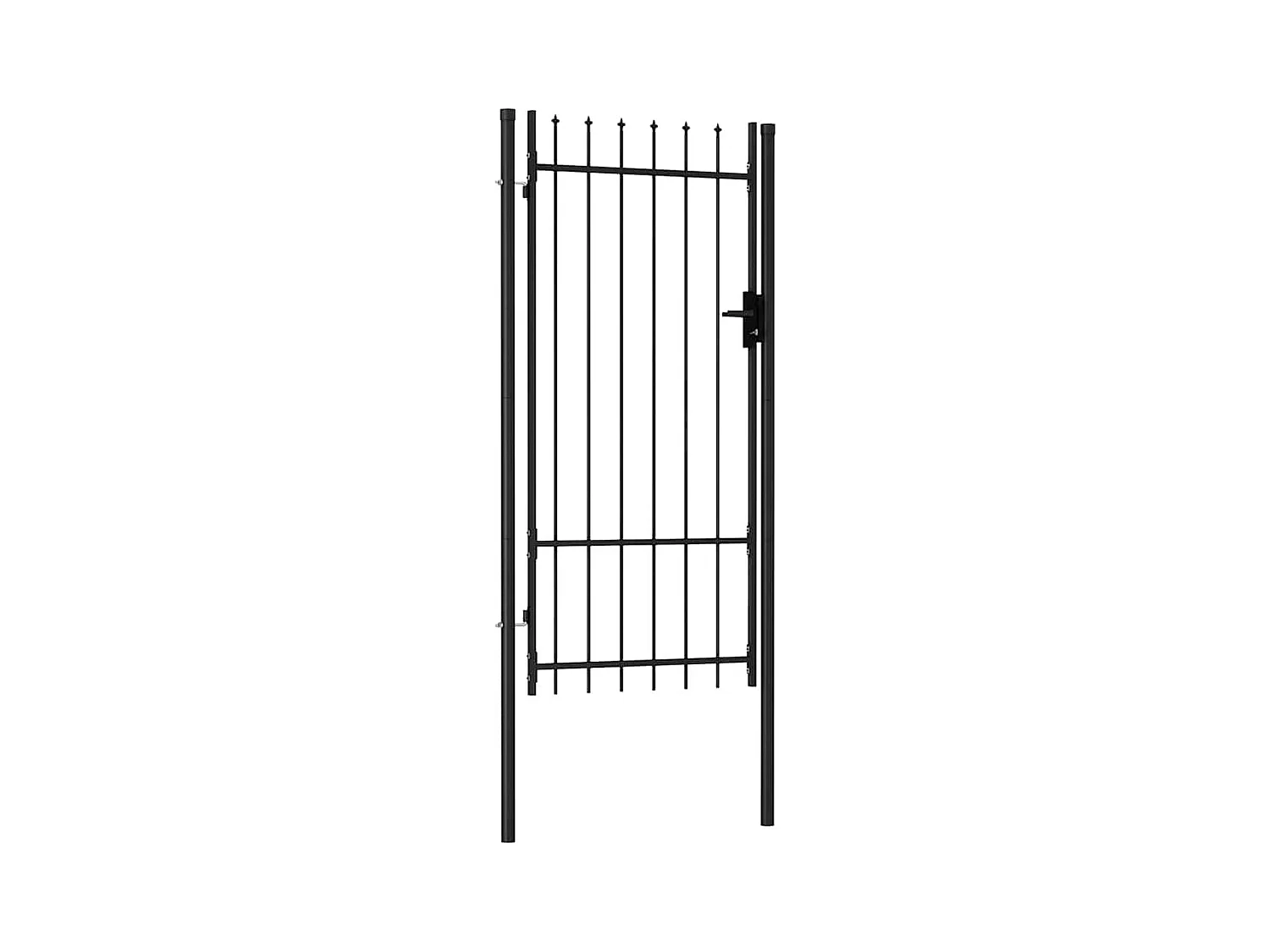 Cancello singolo con punta superiore Acciaio 1x2 m Nero