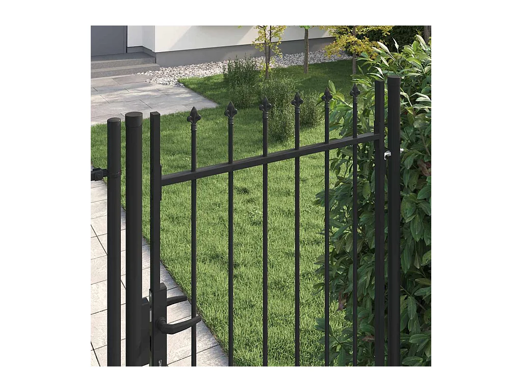 Cancello singolo con punta superiore Acciaio 1x2 m Nero