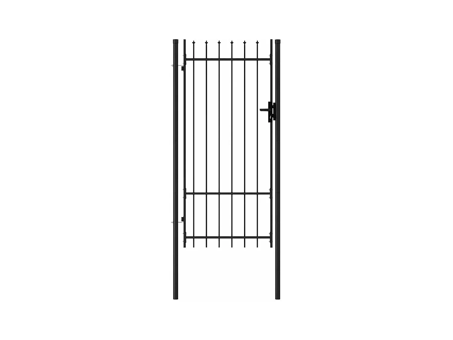 Cancello singolo con punta superiore Acciaio 1x2 m Nero