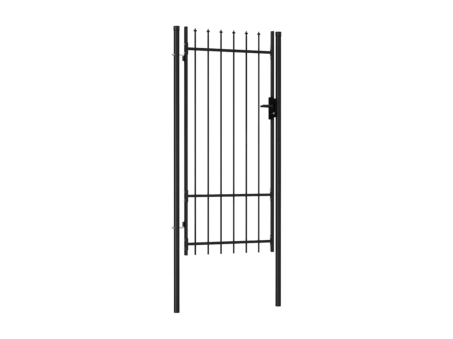 Portillon simple porte avec dessus à pointe Acier 1x2 m Noir