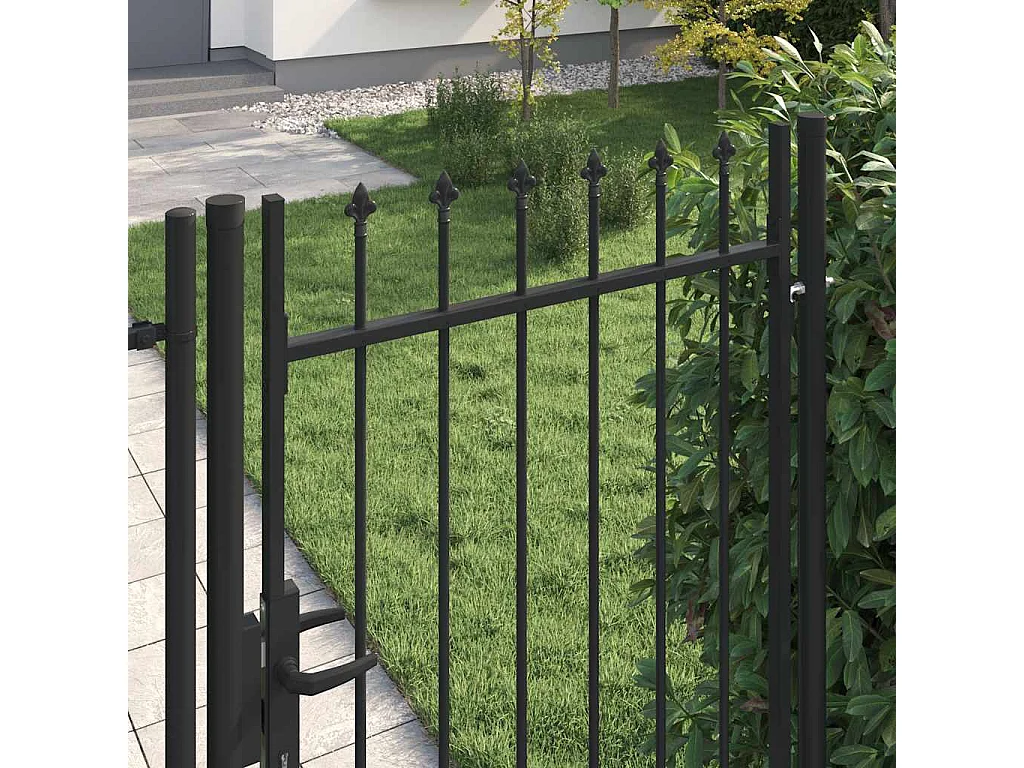 Portillon simple porte avec dessus à pointe Acier 1x2 m Noir