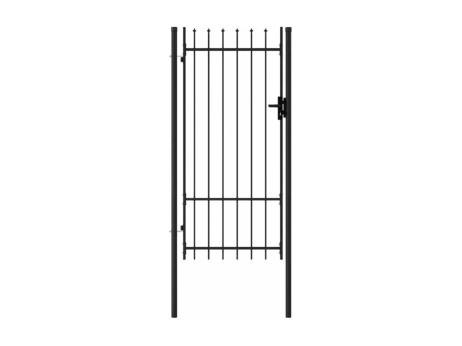 Portillon simple porte avec dessus à pointe Acier 1x2 m Noir