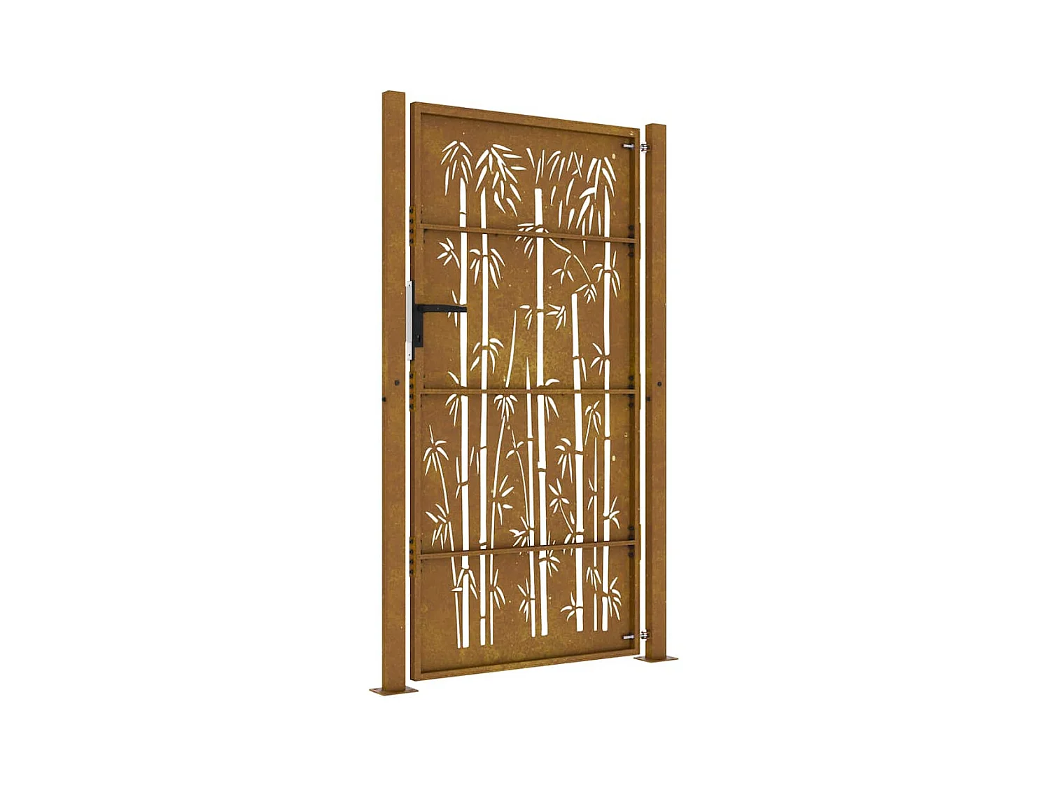 Puerta de jardín 105x205 cm acero corten diseño bambú