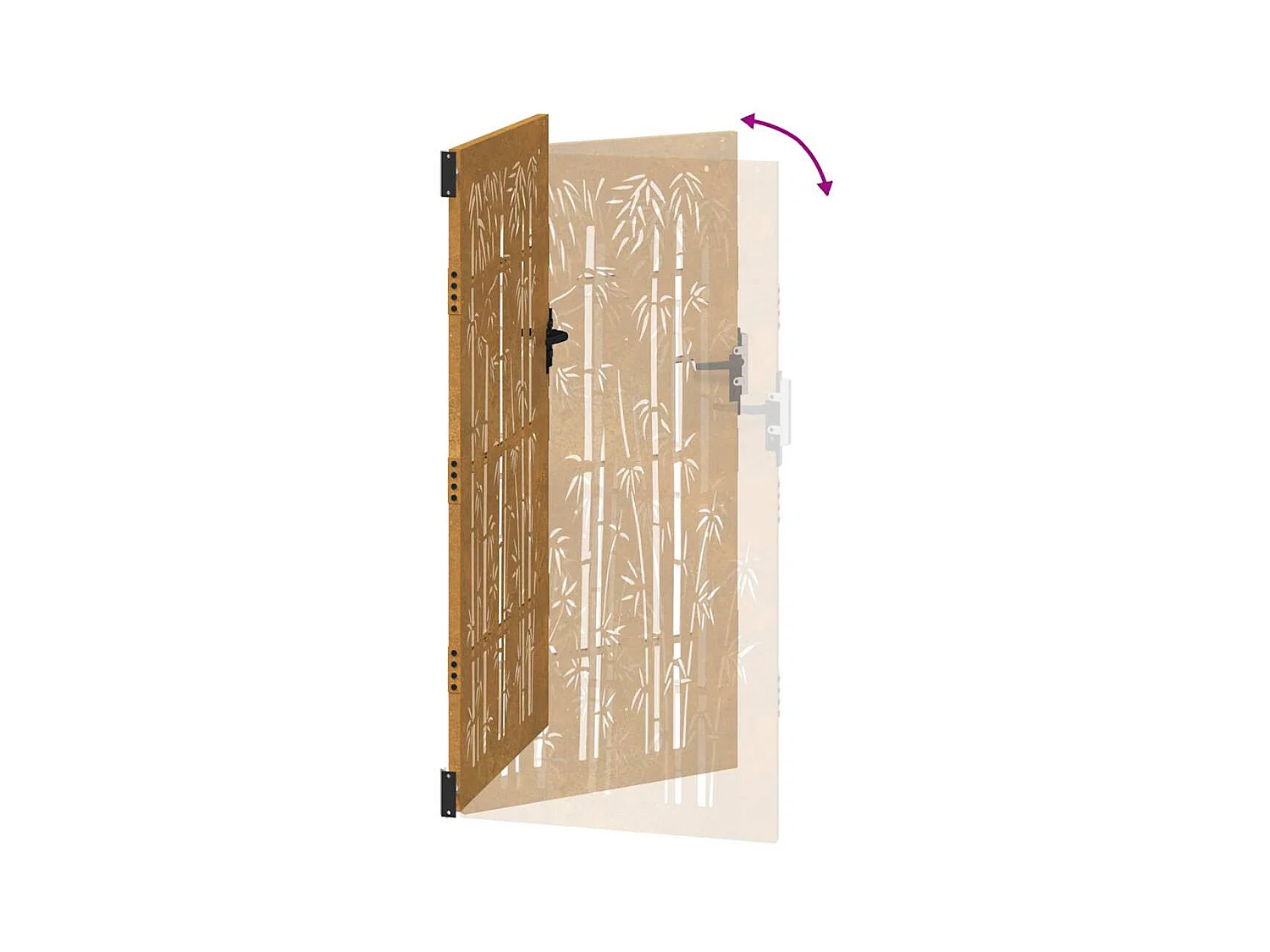 Puerta de jardín 105x205 cm acero corten diseño bambú