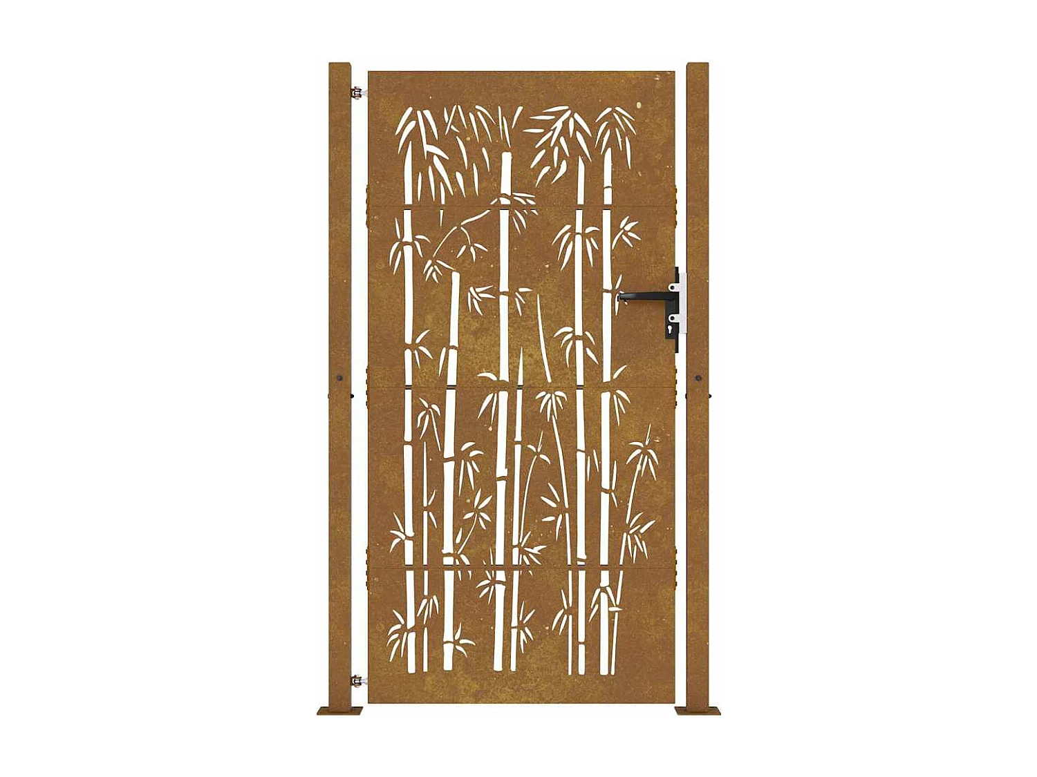 Cancello da giardino 105x205 cm acciaio corten design bambù