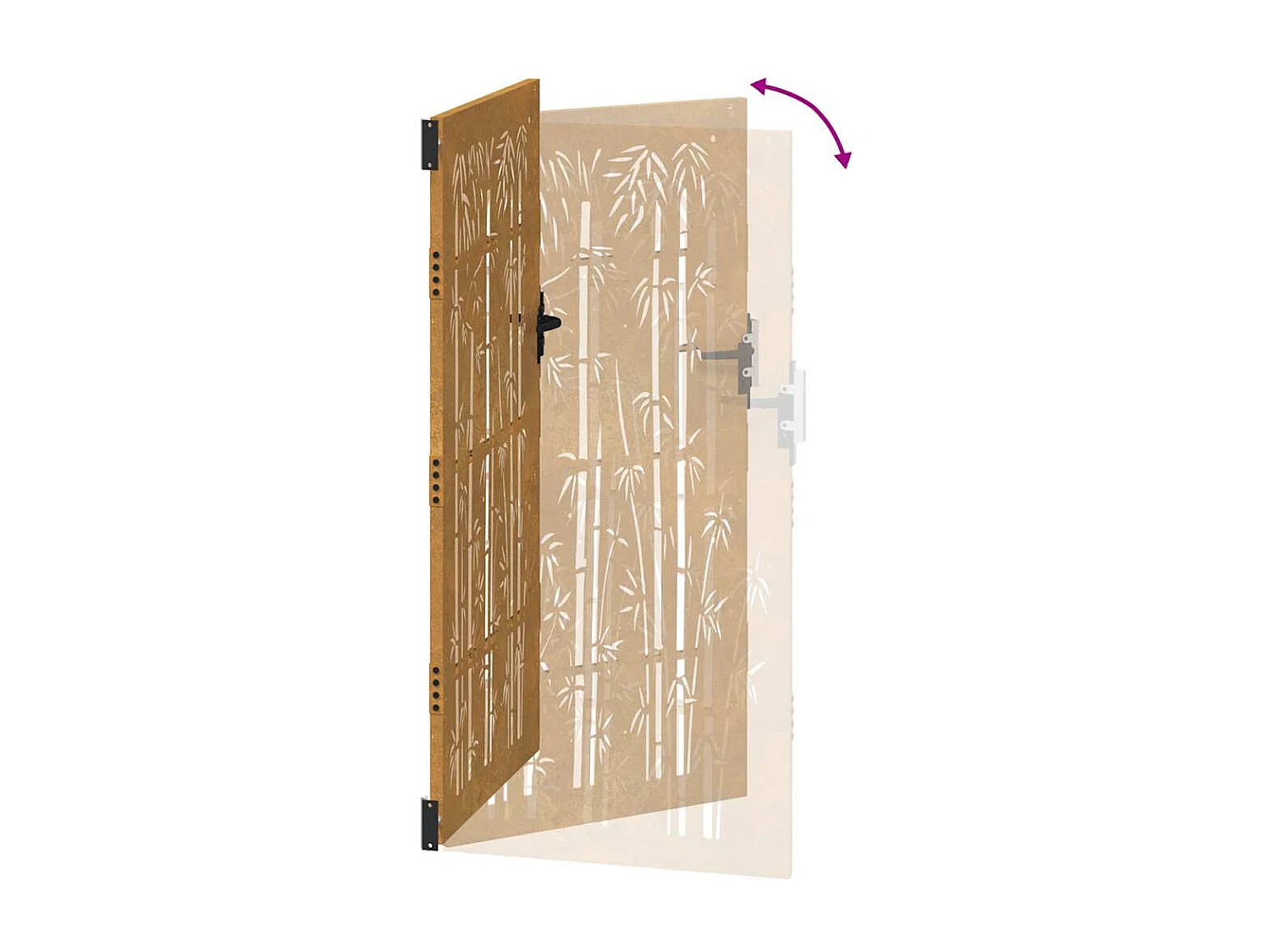 Cancello da giardino 105x205 cm acciaio corten design bambù