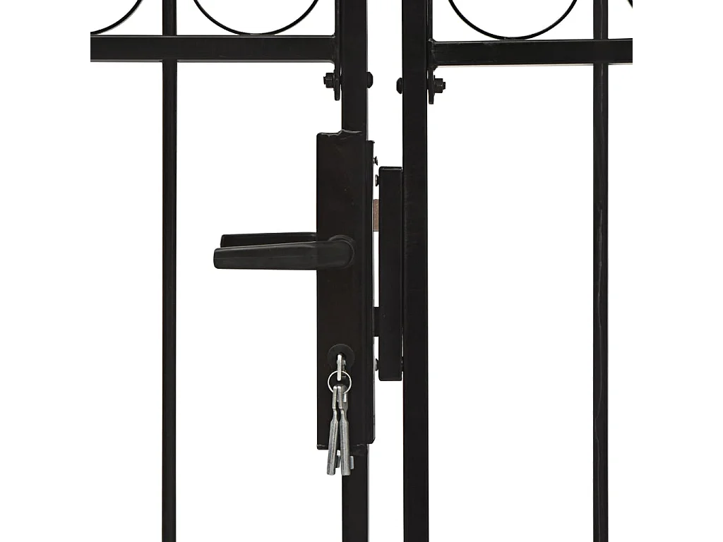 Cancello doppio con parte superiore arcuata Acciaio 400x175 cm Nero