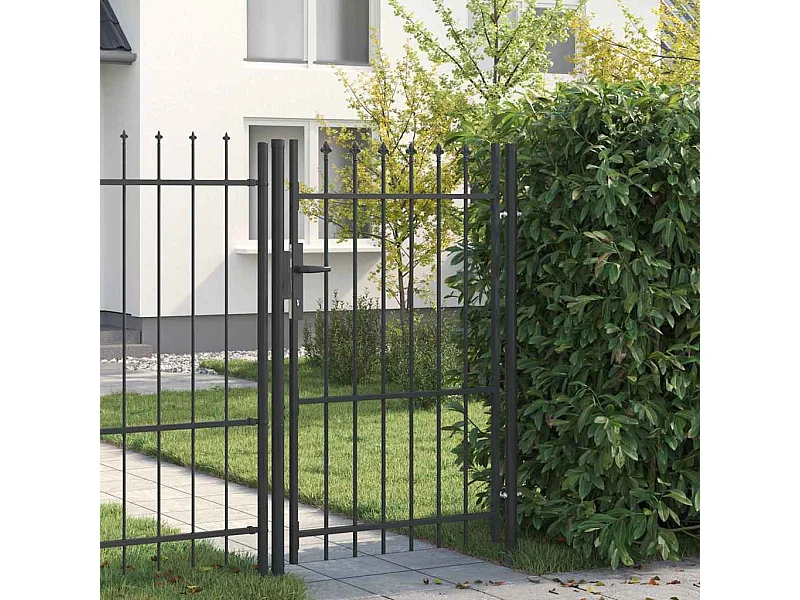 Porte de Clôture Gris 100 x 150 cm Acier revêtu de poudre