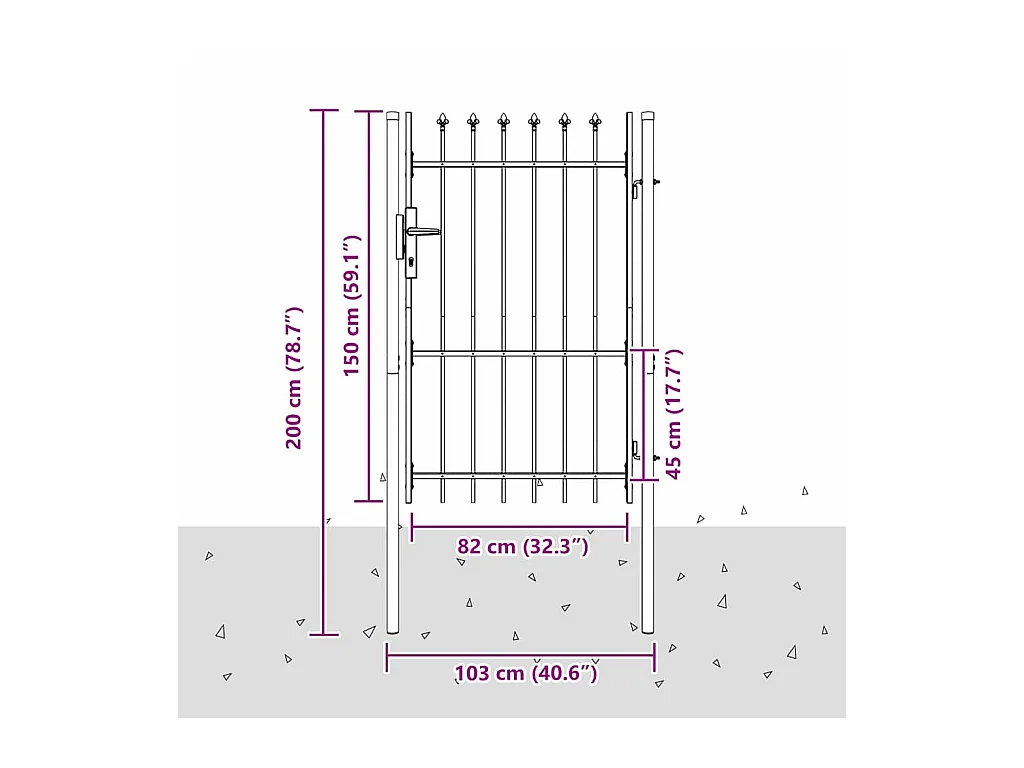Cancello per recinzione grigio 100 x 150 cm in acciaio verniciato a polvere