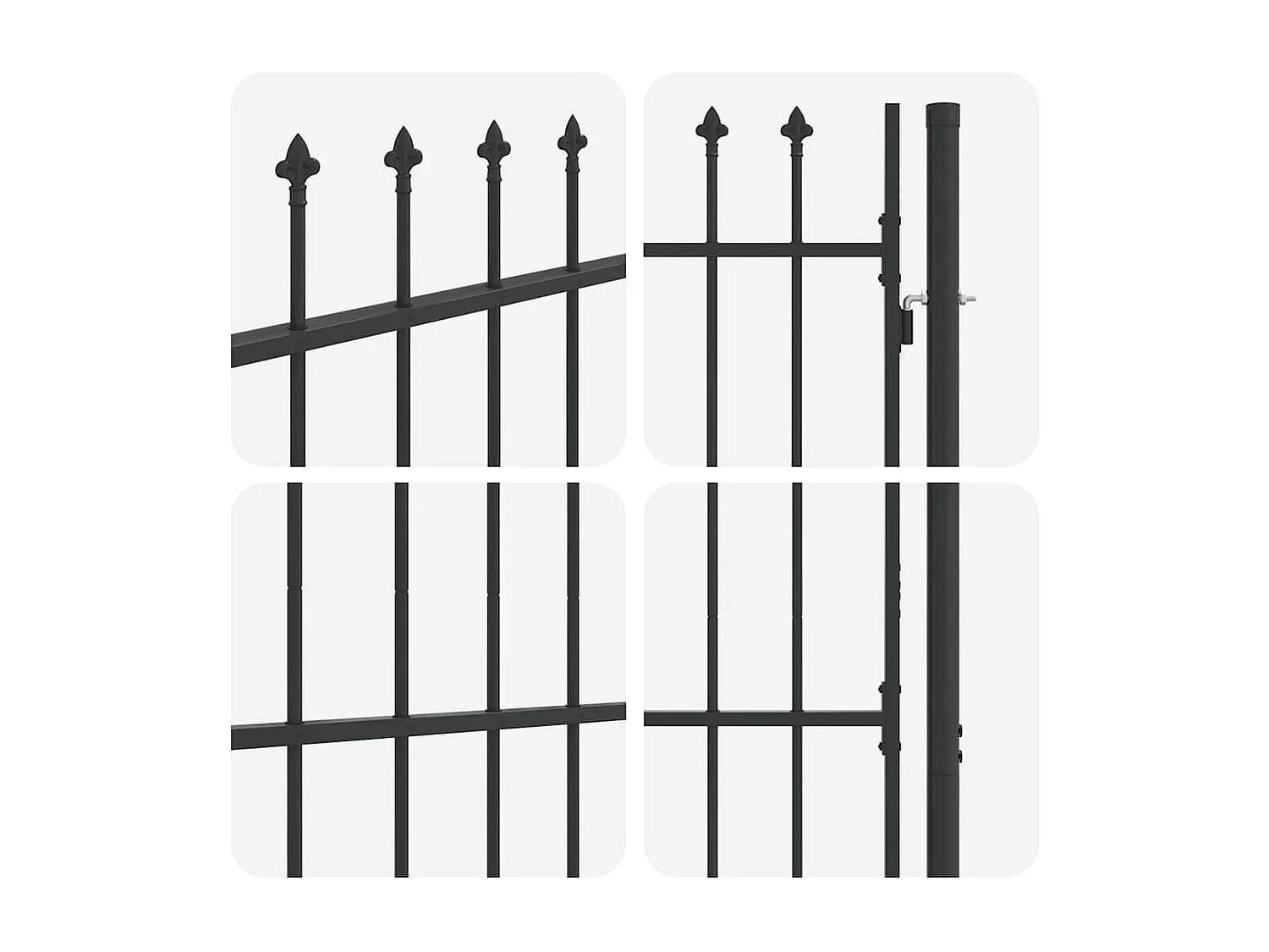 Porte de Clôture Gris 100 x 150 cm Acier revêtu de poudre