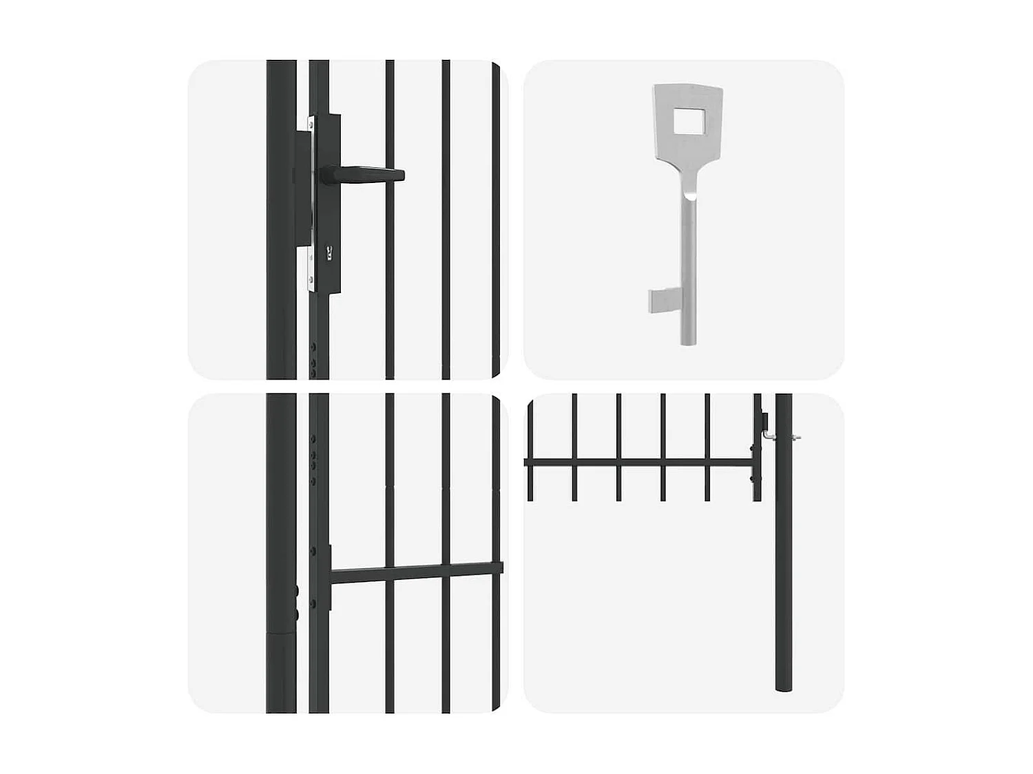 Porte de Clôture Gris 100 x 150 cm Acier revêtu de poudre