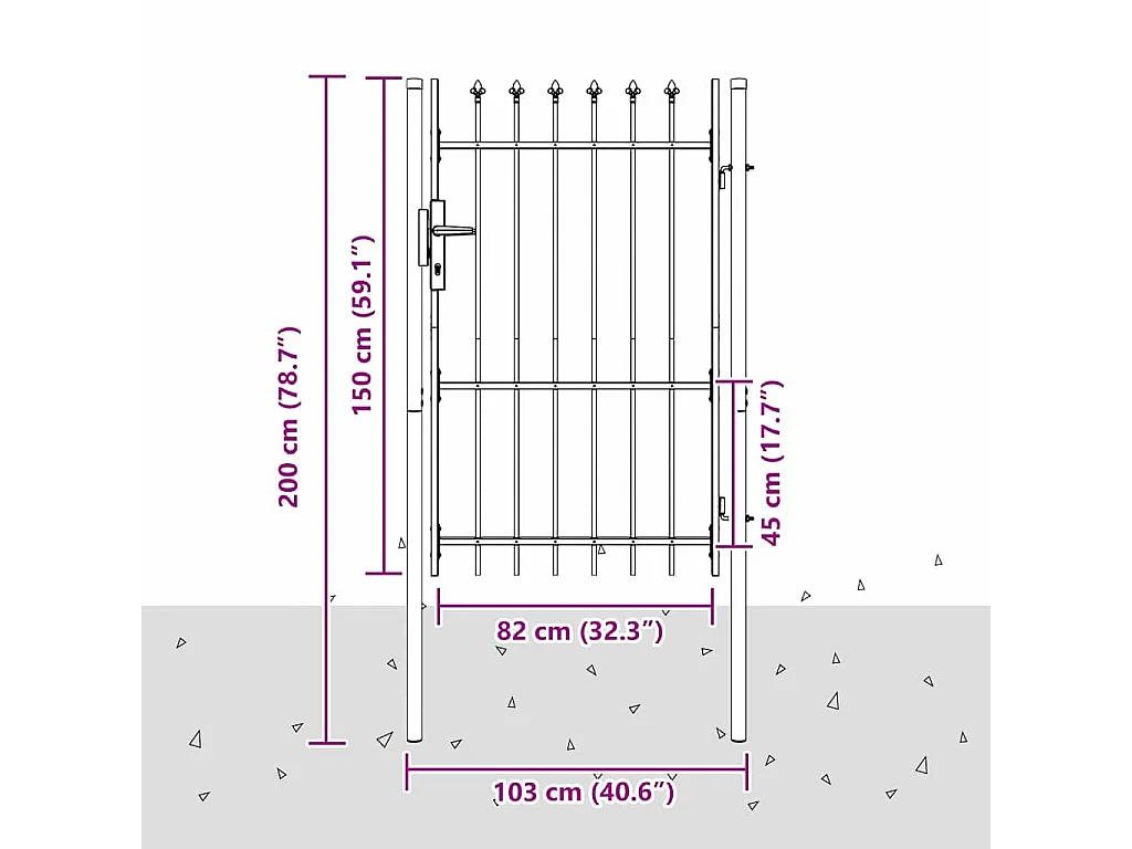Porte de Clôture Gris 100 x 150 cm Acier revêtu de poudre