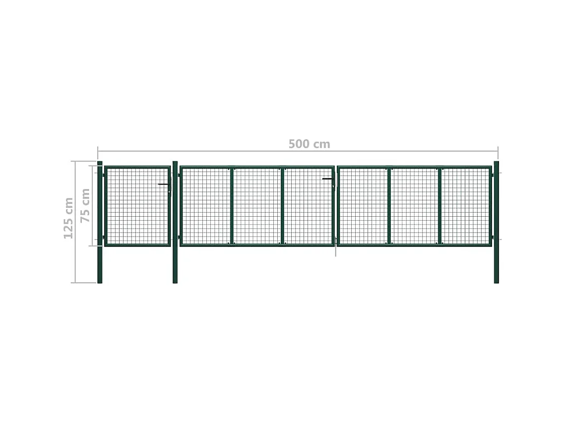 Puerta de jardín de acero 500 x 75 cm Verde